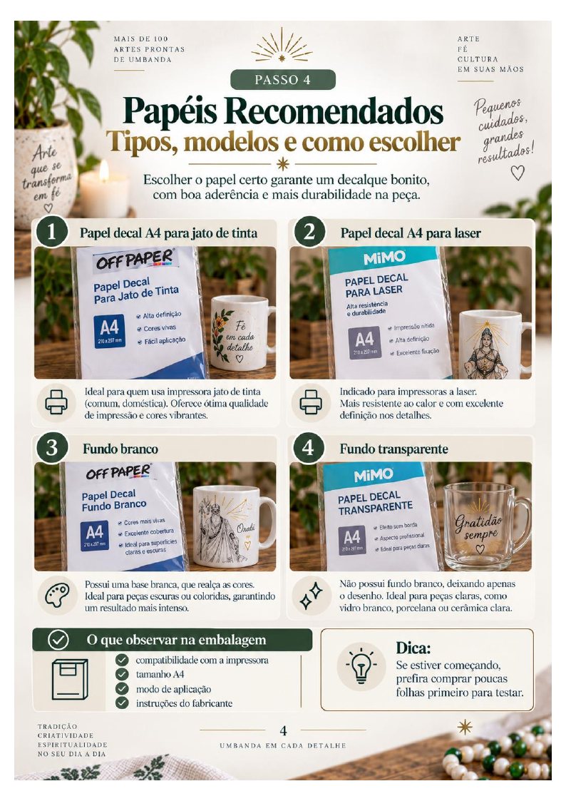 Página ilustrada dos guias de decalque em casa