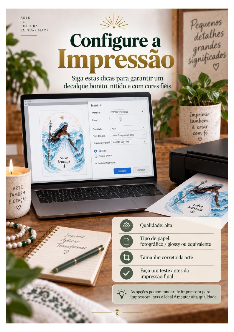 Página ilustrada dos guias de decalque em casa